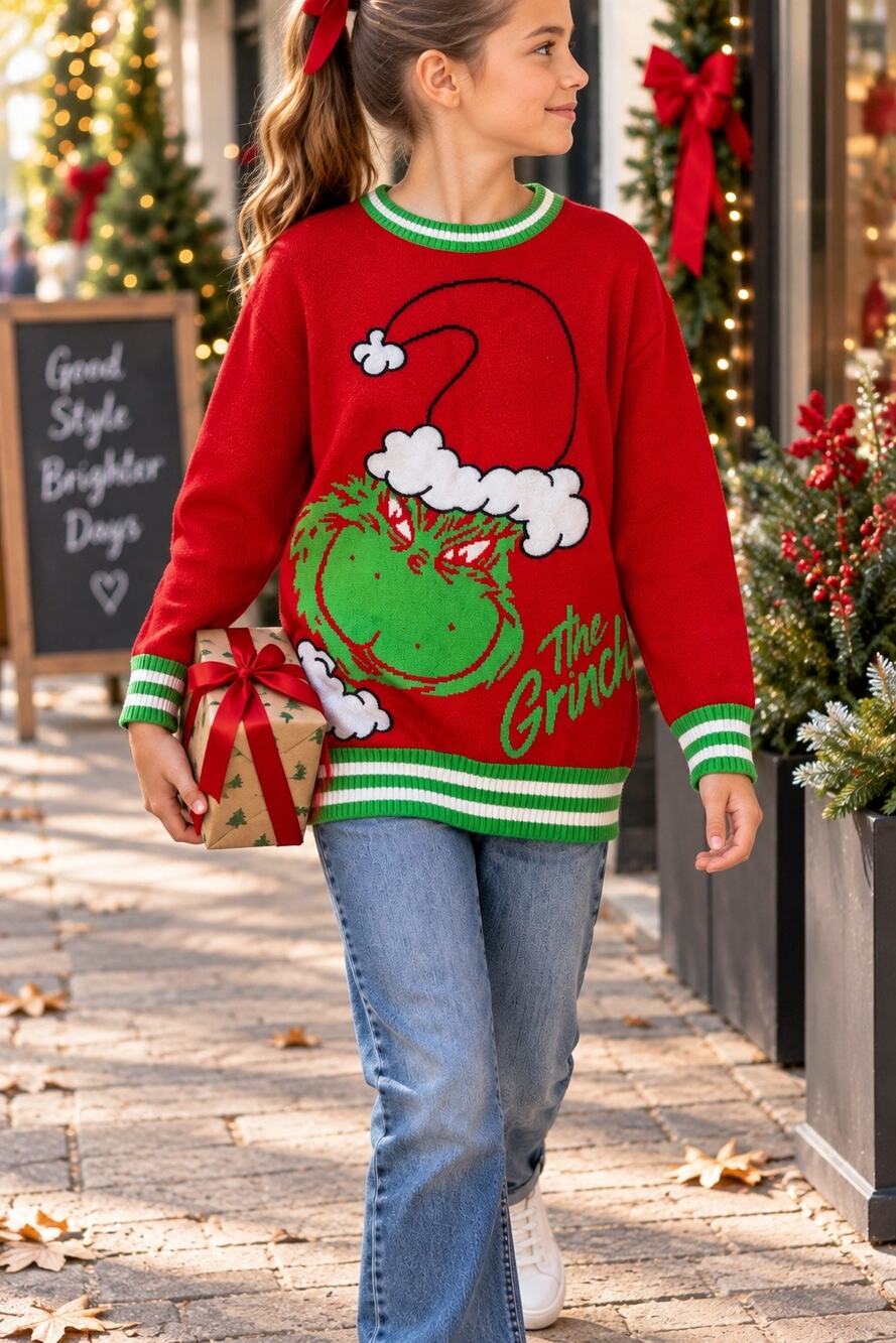 Isaac Morris The Grinch Girls 14/16 Christmas Sweater NWT